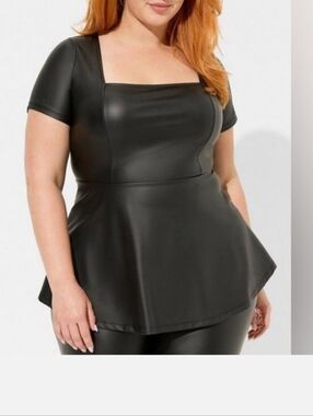 Torrid Black Faux Leather Top